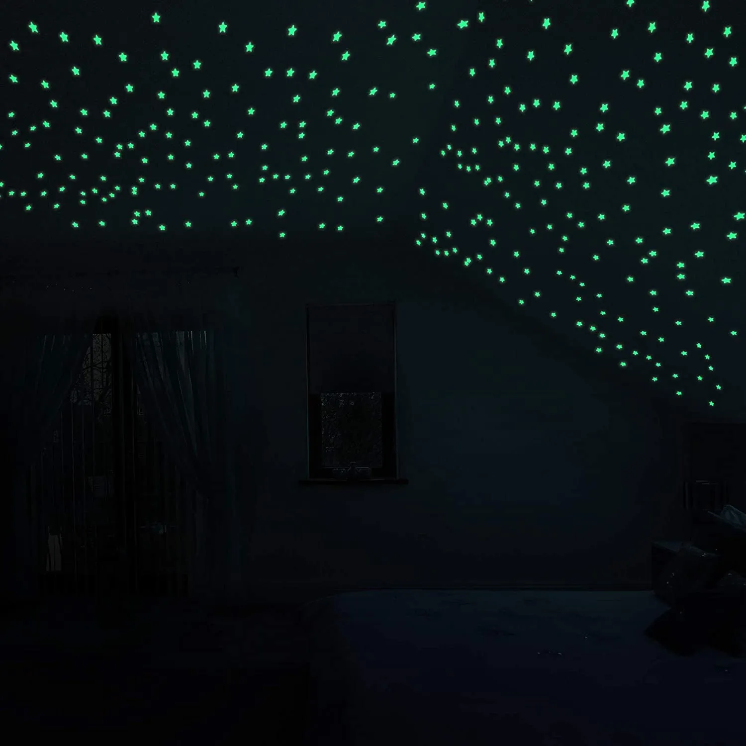 100-Pieces: Colorful Luminous Stars Plastic Wall Sticker