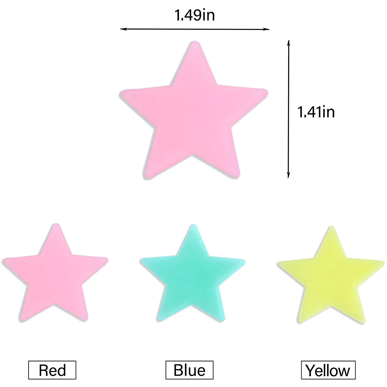 100-Pieces: Colorful Luminous Stars Plastic Wall Sticker