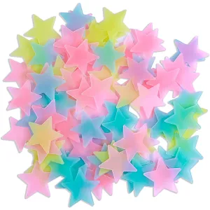 100-Pieces: Colorful Luminous Stars Plastic Wall Sticker