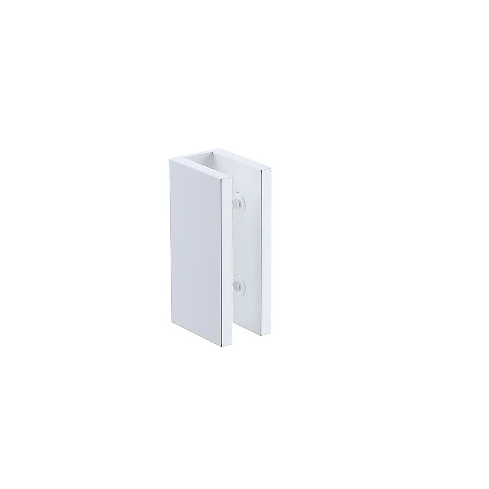 100cm Wall to Wall Frameless Shower Screen with White Brackets and SS Hinges, Square Double Pull Handle