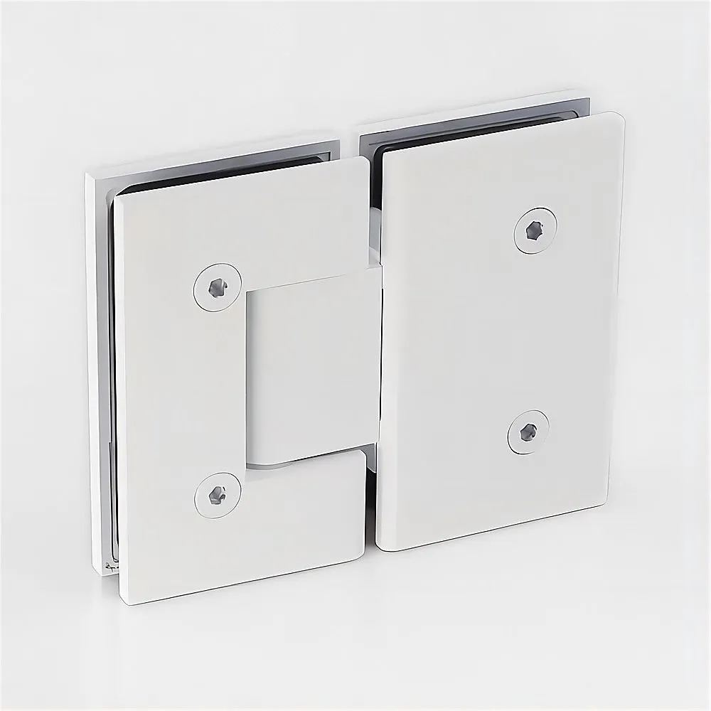 100cm Wall to Wall Frameless Shower Screen with White Brackets and SS Hinges, Square Double Pull Handle