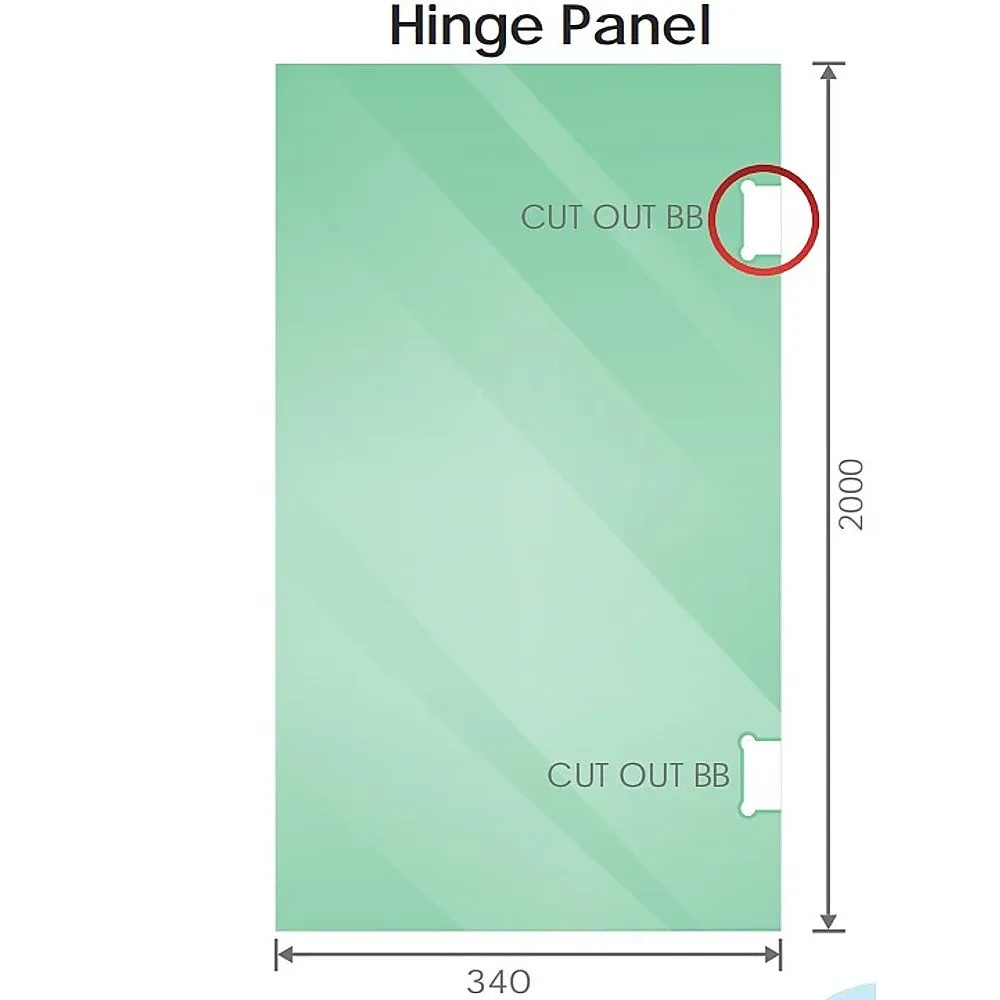 100cm Wall to Wall Frameless Shower Screen with White Brackets and SS Hinges, Square Knob Handle