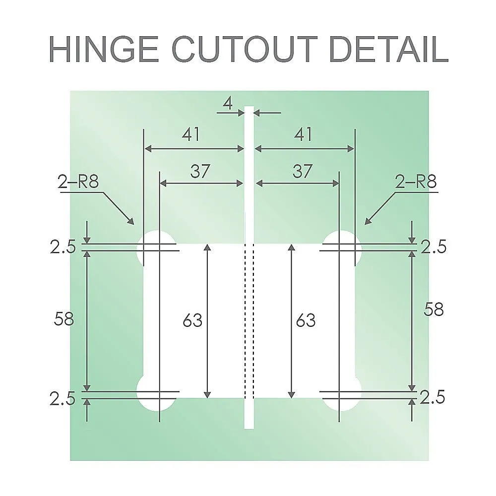 100cm Wall to Wall Frameless Shower Screen with White Channel and SS Hinges , Square Double Pull Handle