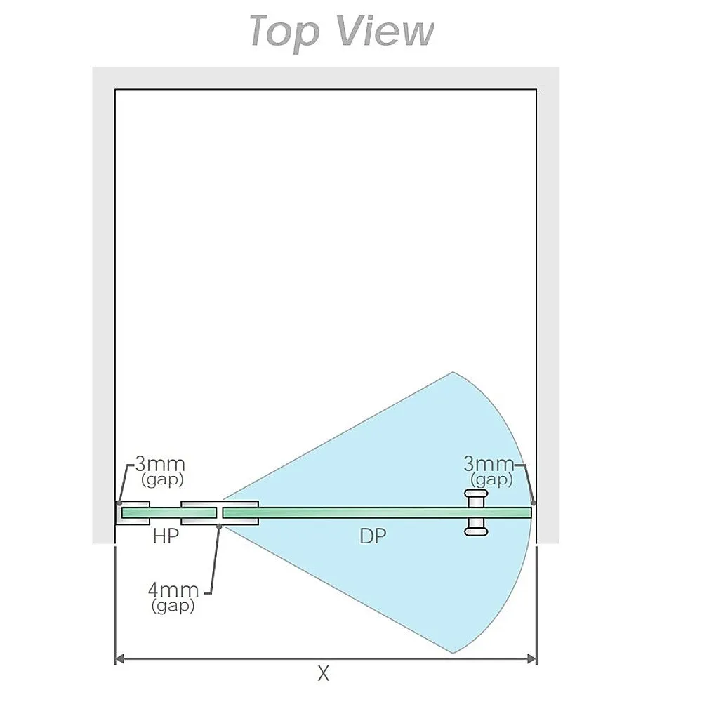 100cm Wall to Wall Frameless Shower Screen with White Channel and SS Hinges , Square Knob Handle