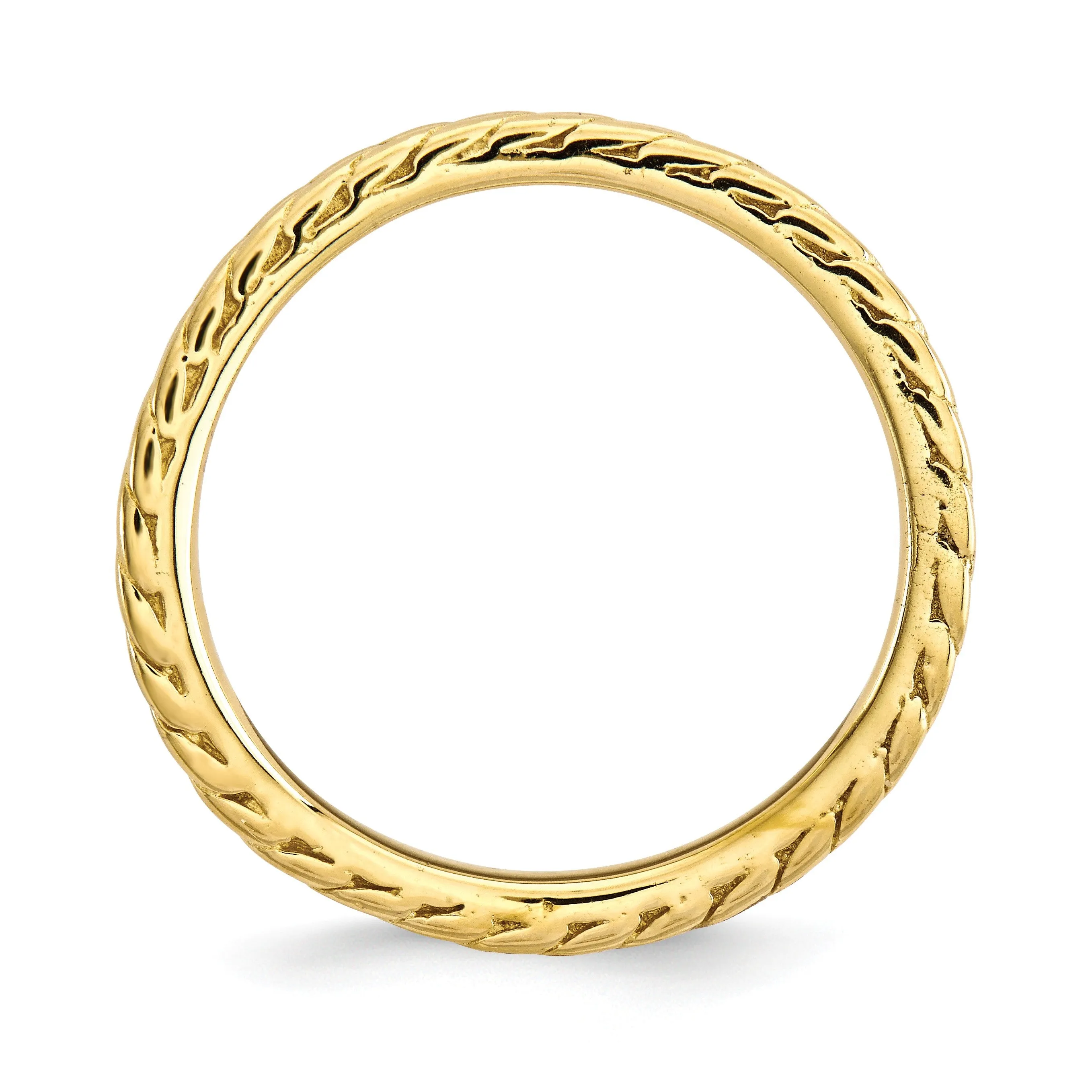 1.5mm Stackable 14K Yellow Gold Plated Silver Curved Wheat Band