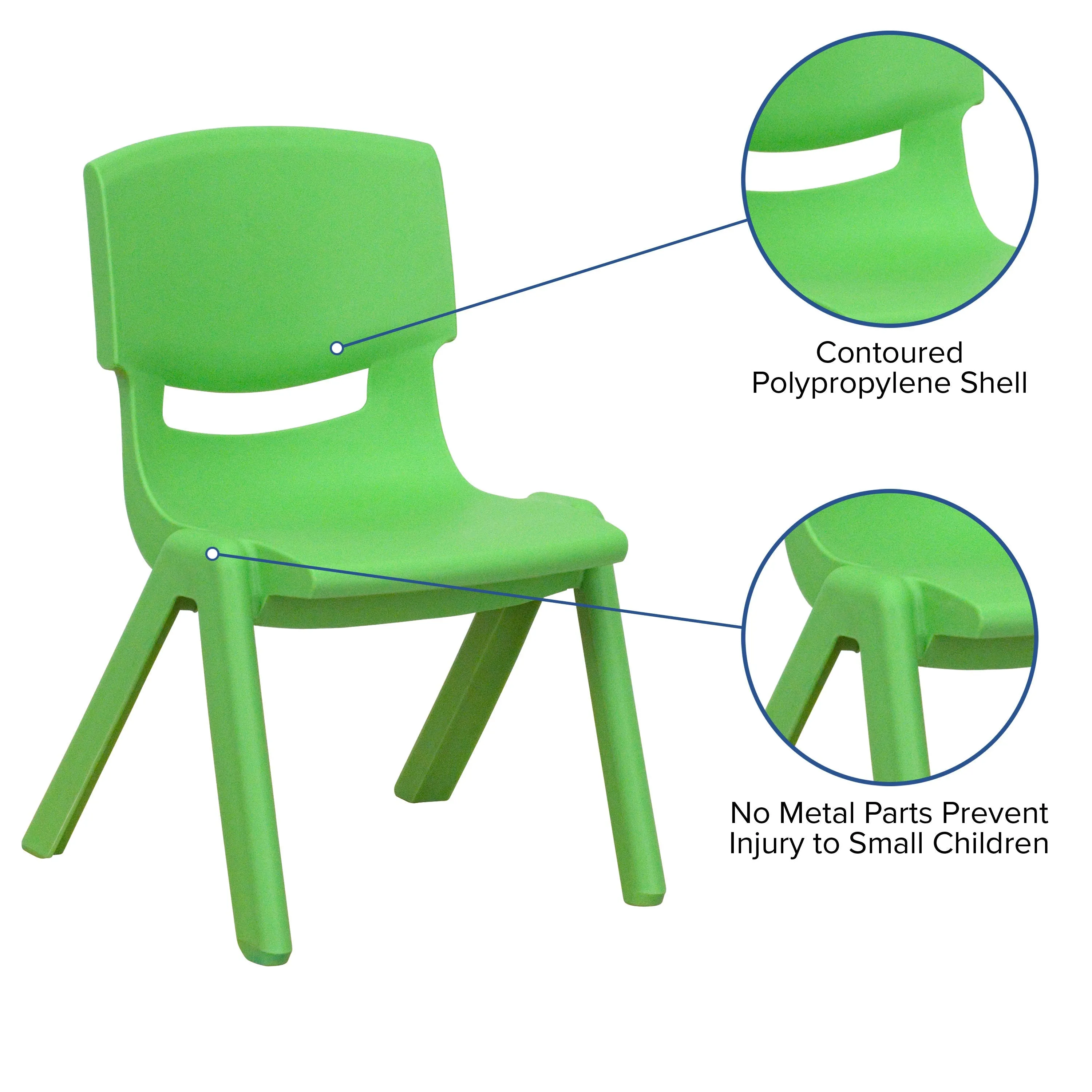 2 Pack Plastic Stackable School Chair with 10.5" Seat Height