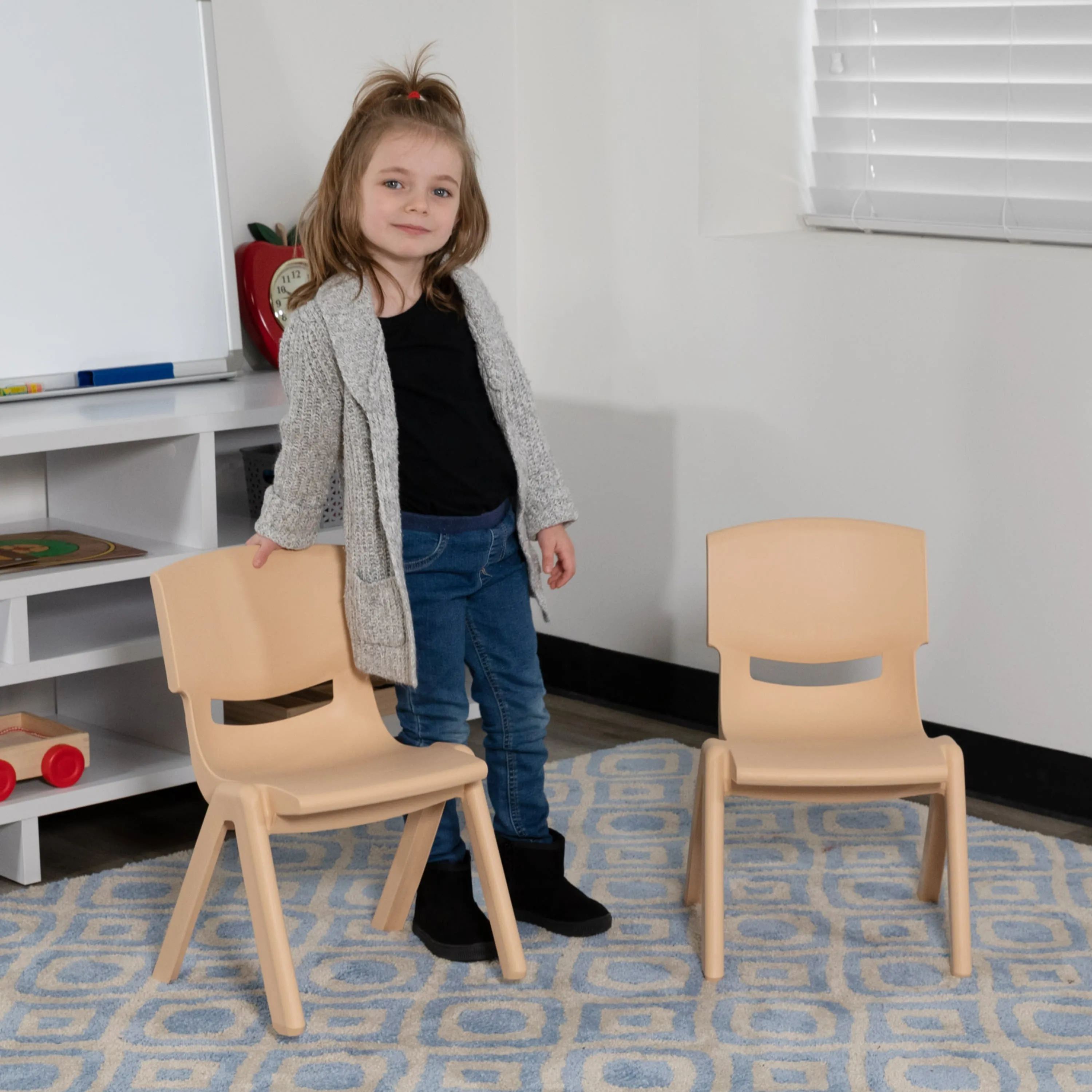 2 Pack Plastic Stackable School Chair with 10.5" Seat Height