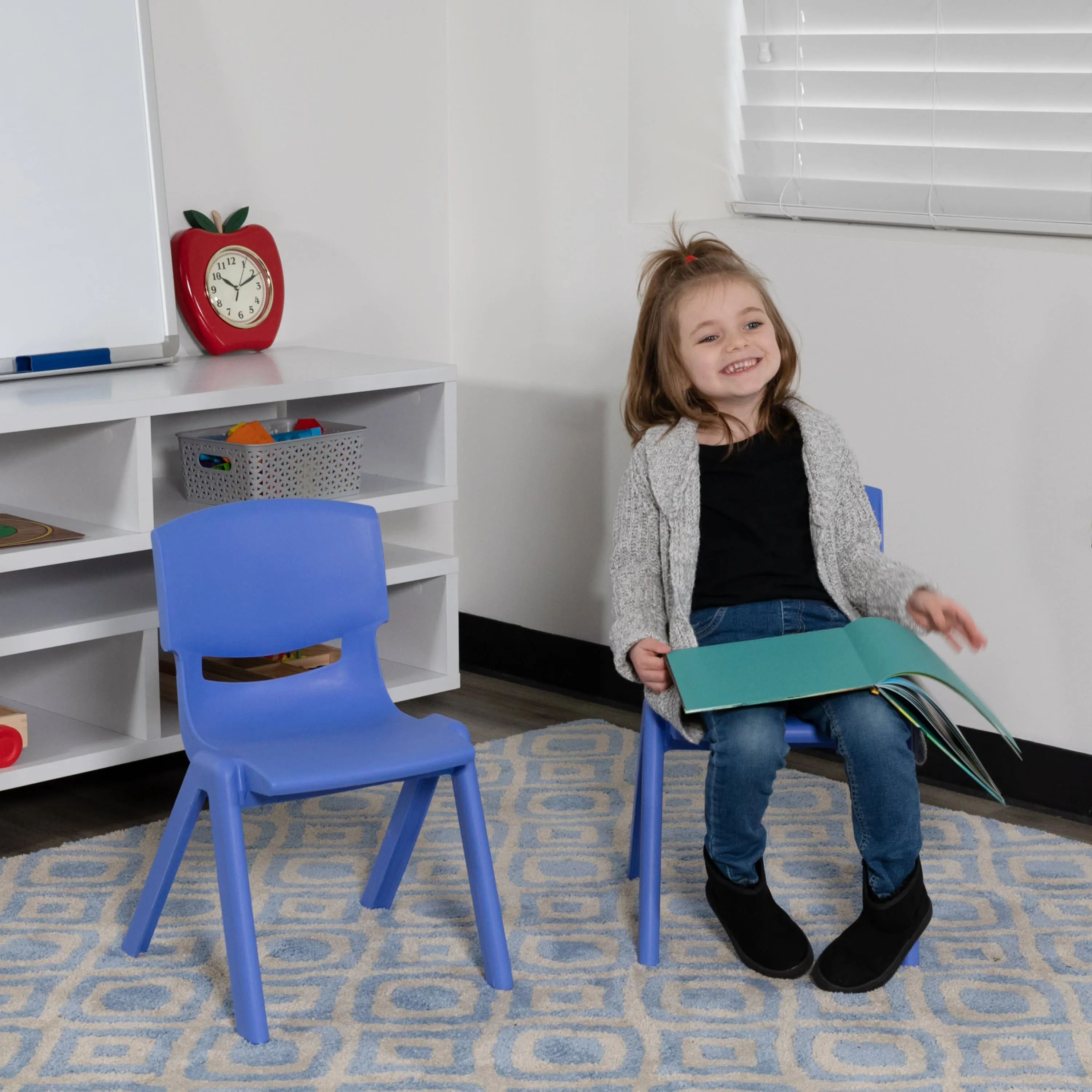 2 Pack Plastic Stackable School Chair with 10.5" Seat Height