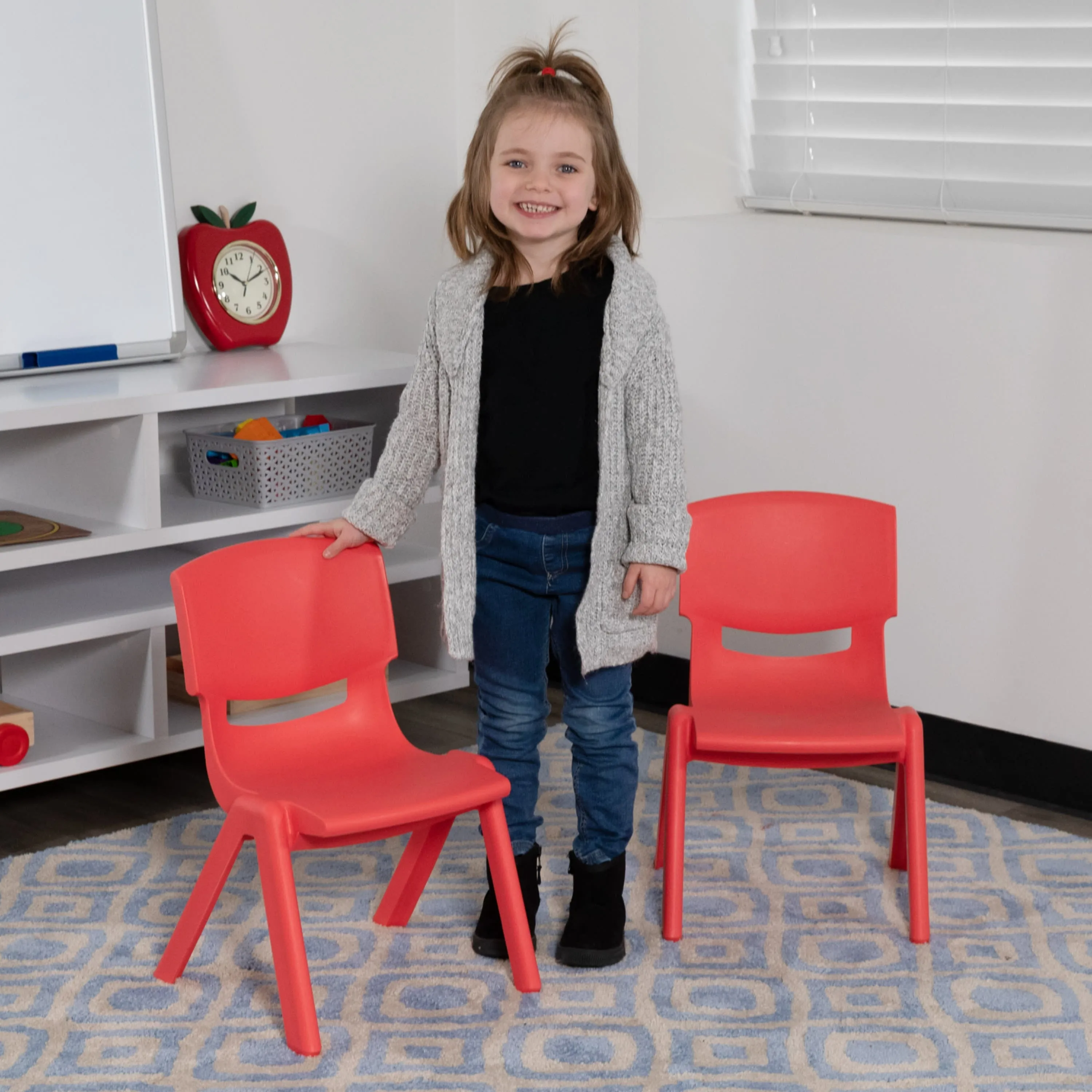 2 Pack Plastic Stackable School Chair with 10.5" Seat Height