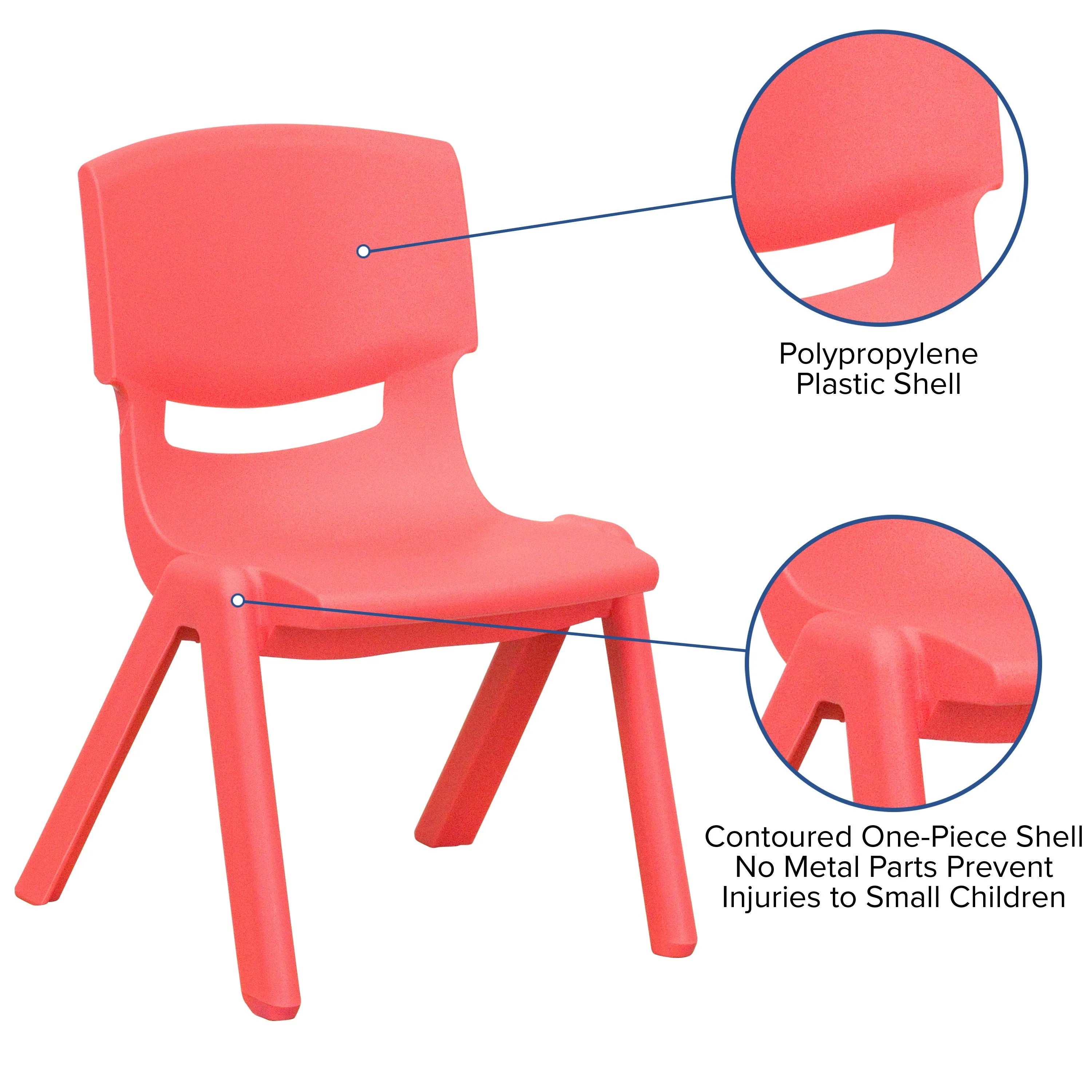 2 Pack Plastic Stackable School Chair with 10.5" Seat Height