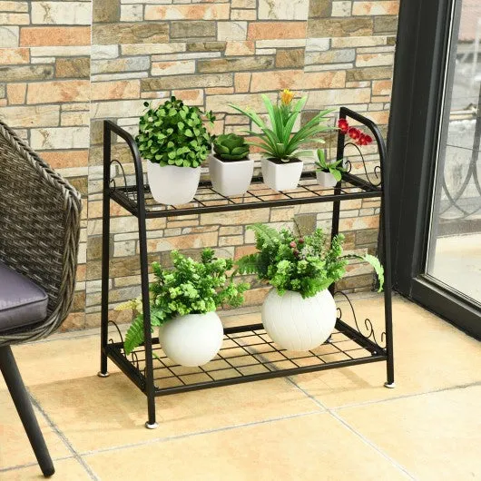 2-tier Patio Metal Plant Stand