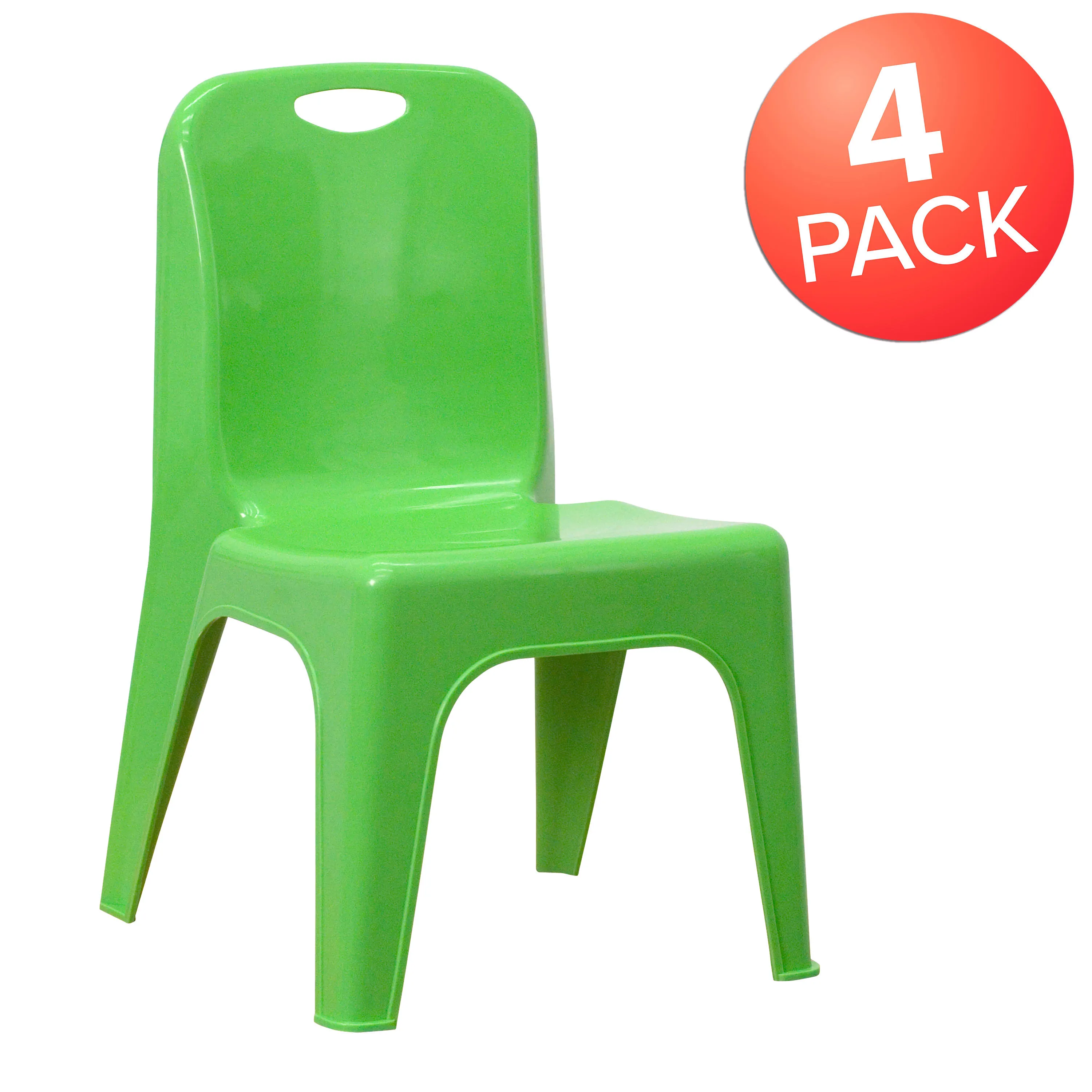 4 Pack Plastic Stackable School Chair with Carrying Handle and 11'' Seat Height