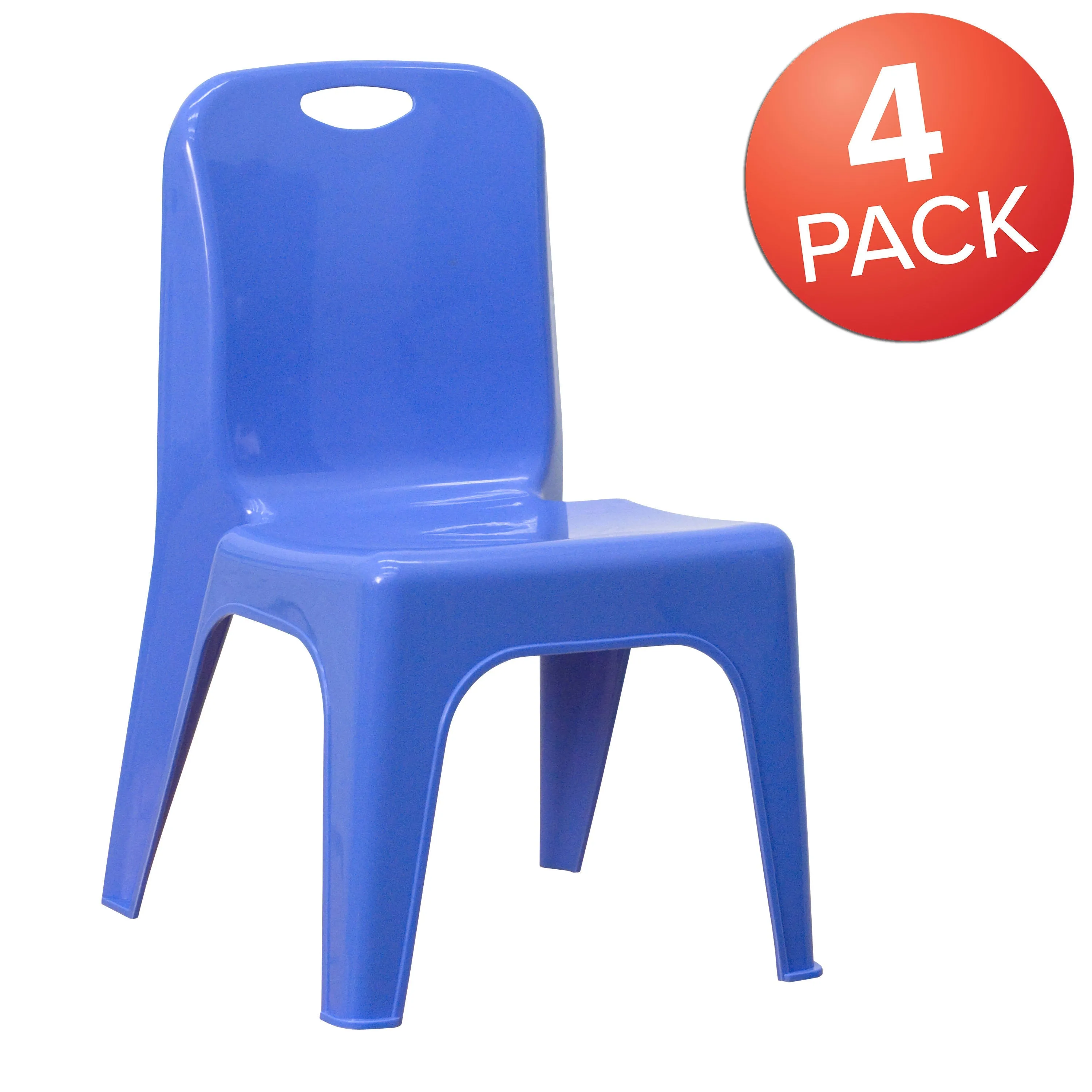 4 Pack Plastic Stackable School Chair with Carrying Handle and 11'' Seat Height