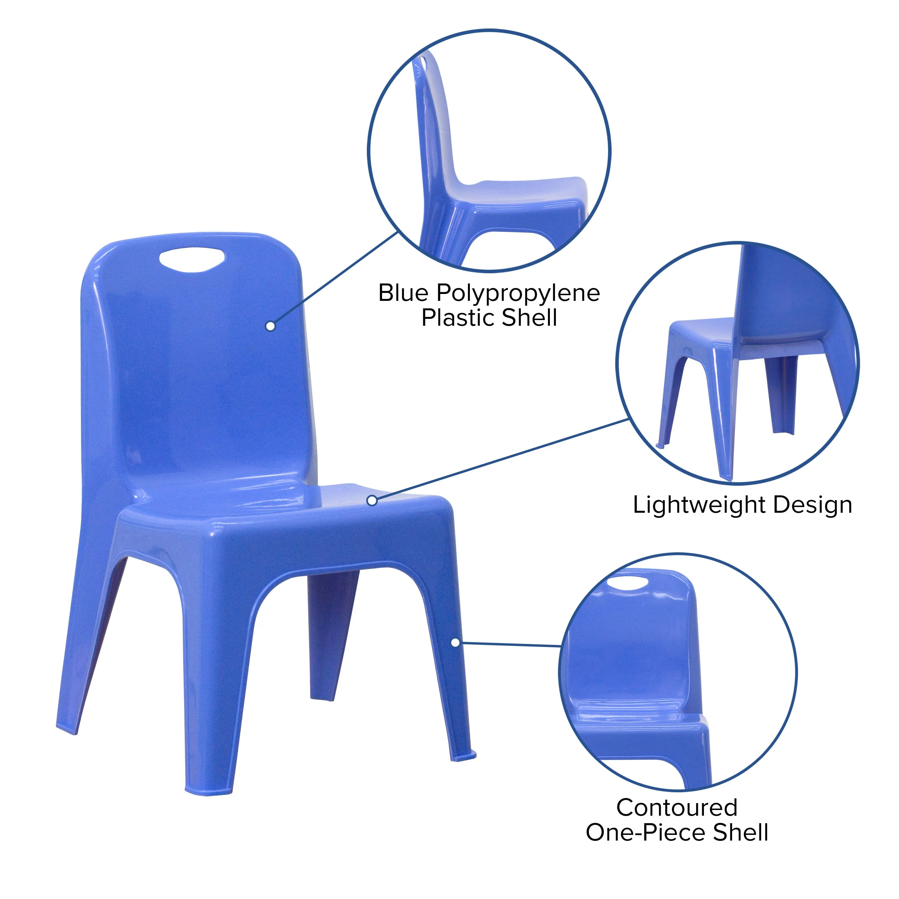 4 Pack Plastic Stackable School Chair with Carrying Handle and 11'' Seat Height