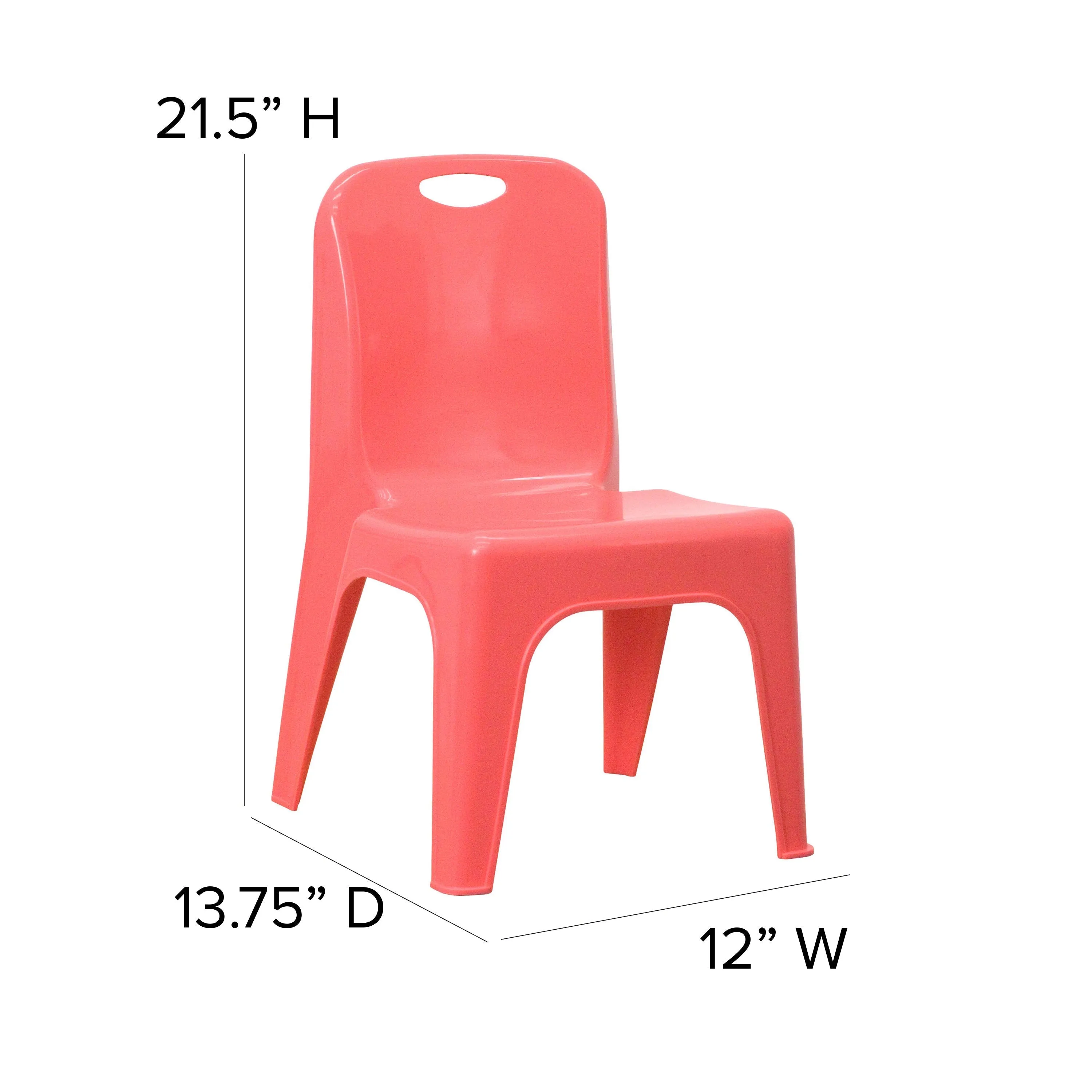 4 Pack Plastic Stackable School Chair with Carrying Handle and 11'' Seat Height