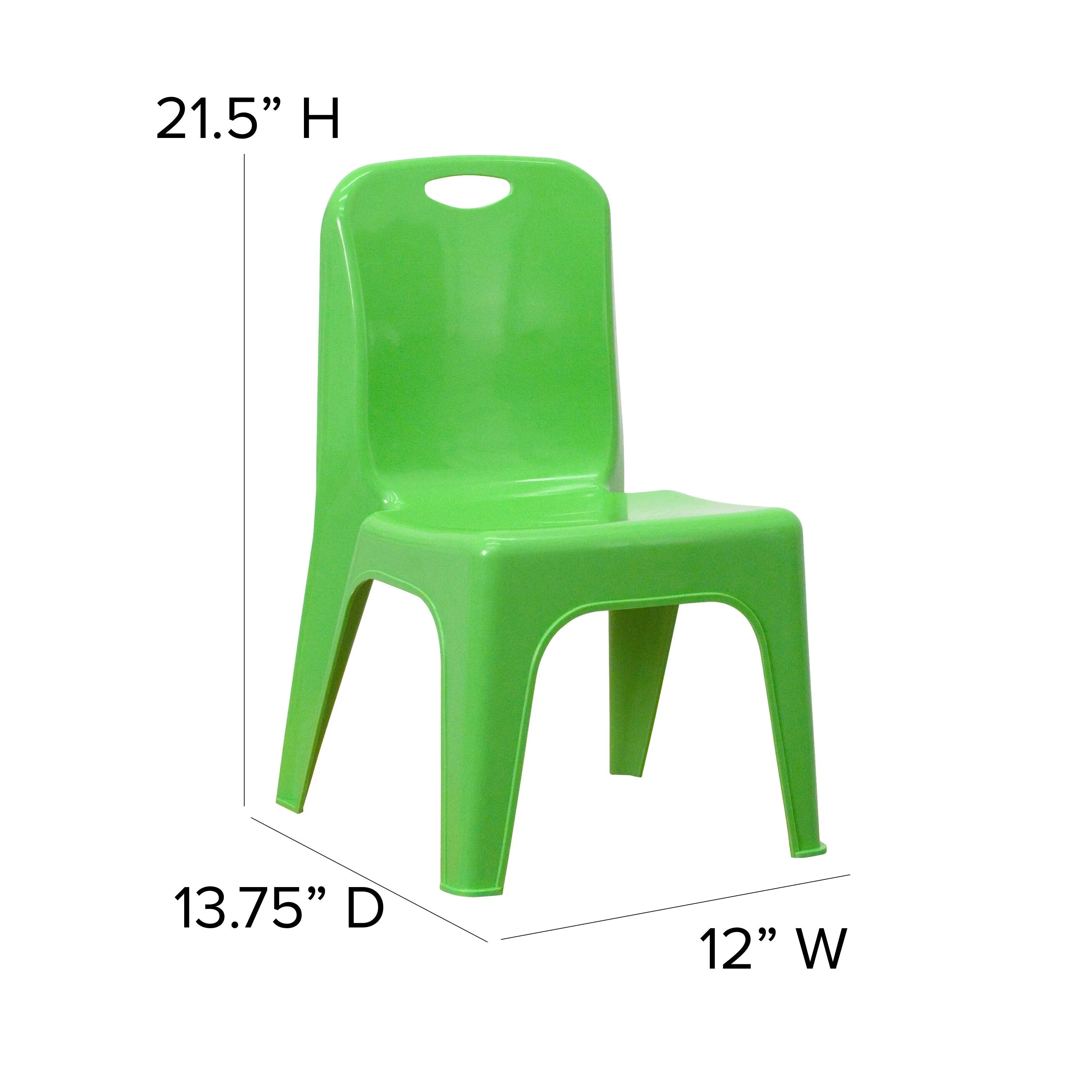 4 Pack Plastic Stackable School Chair with Carrying Handle and 11'' Seat Height