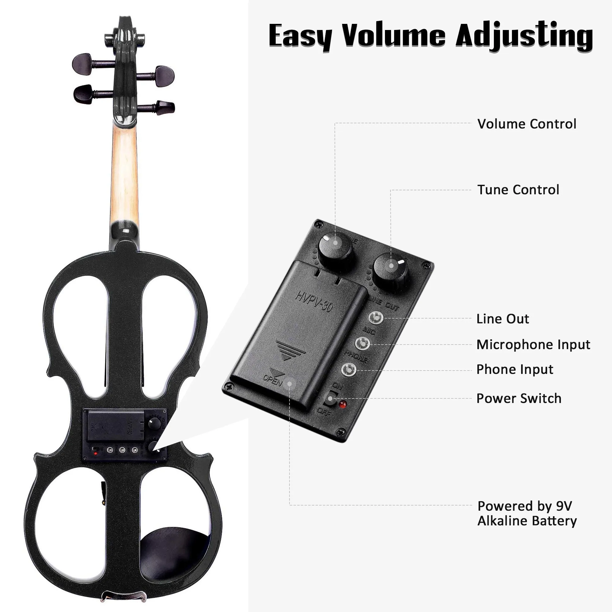 4/4 Violin Electric Violin(right hand)Black