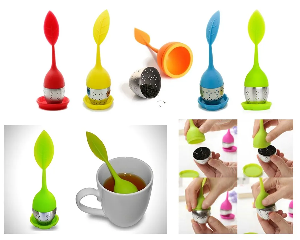 5 Pcs Reusable Stainless Steel Leaf Shaped Tea Infuser Filter Set