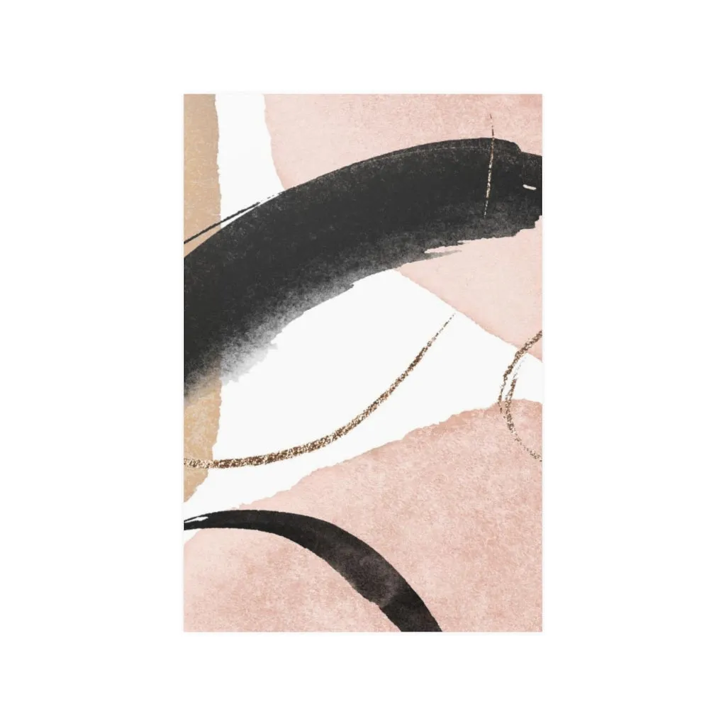 Abstract Boho Art Prints | Blush Pink Black Gold