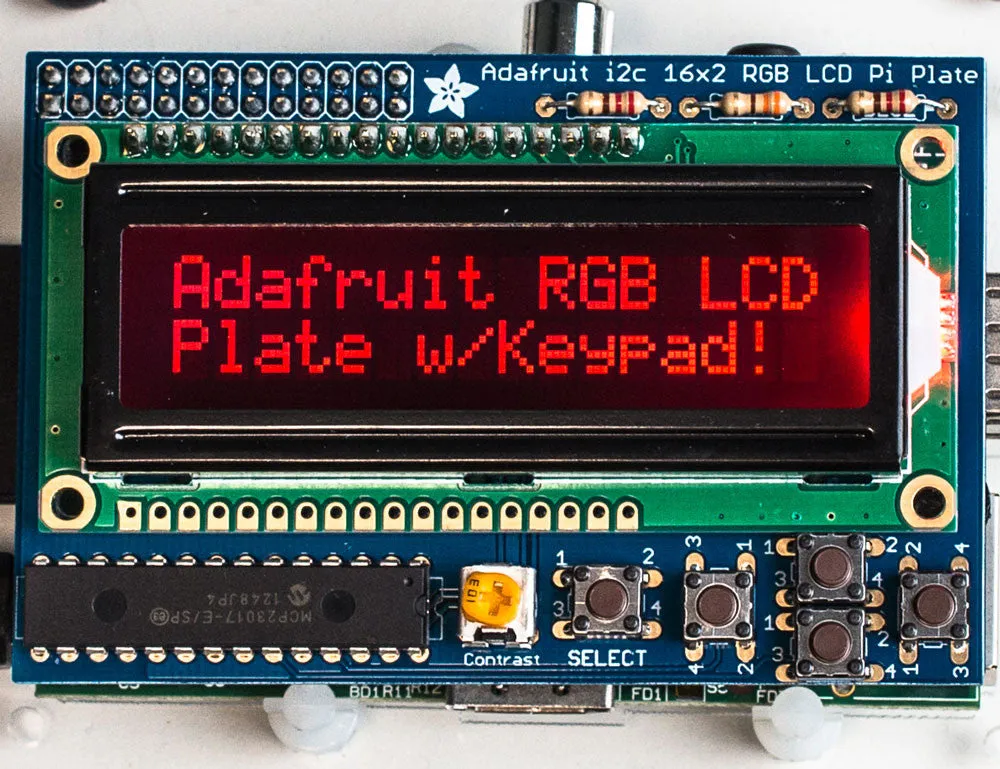 Adafruit RGB Negative 16x2 LCD Keypad Kit for Raspberry Pi