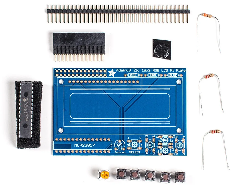 Adafruit RGB Negative 16x2 LCD Keypad Kit for Raspberry Pi