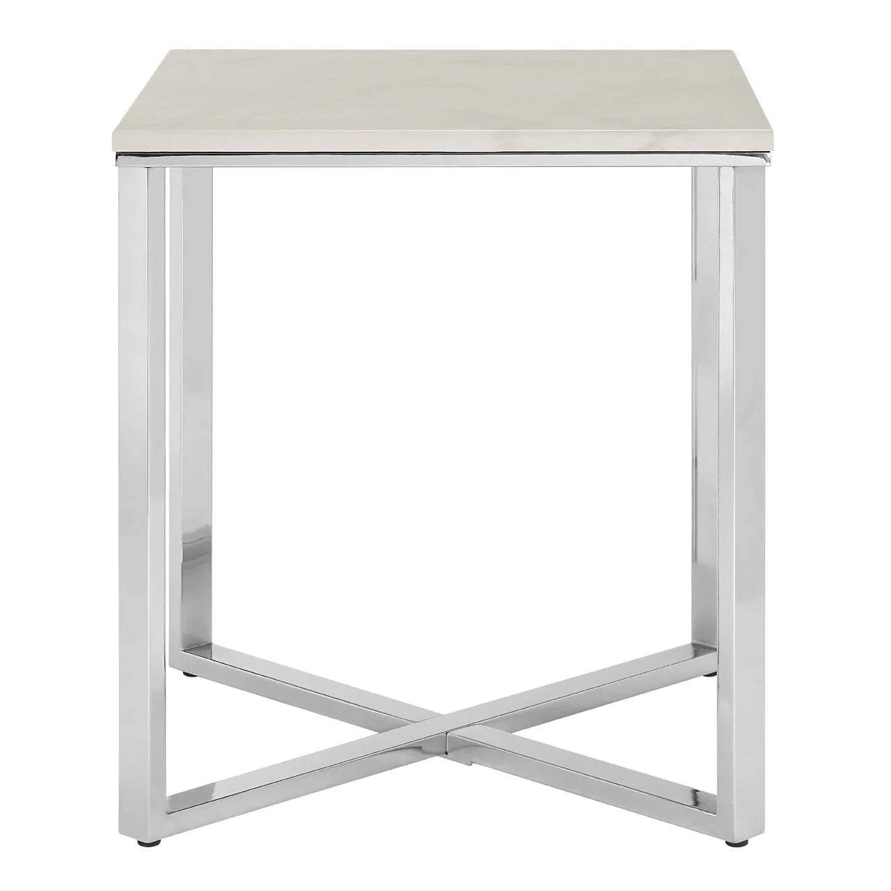 Allez White Faux Marble Square End Table