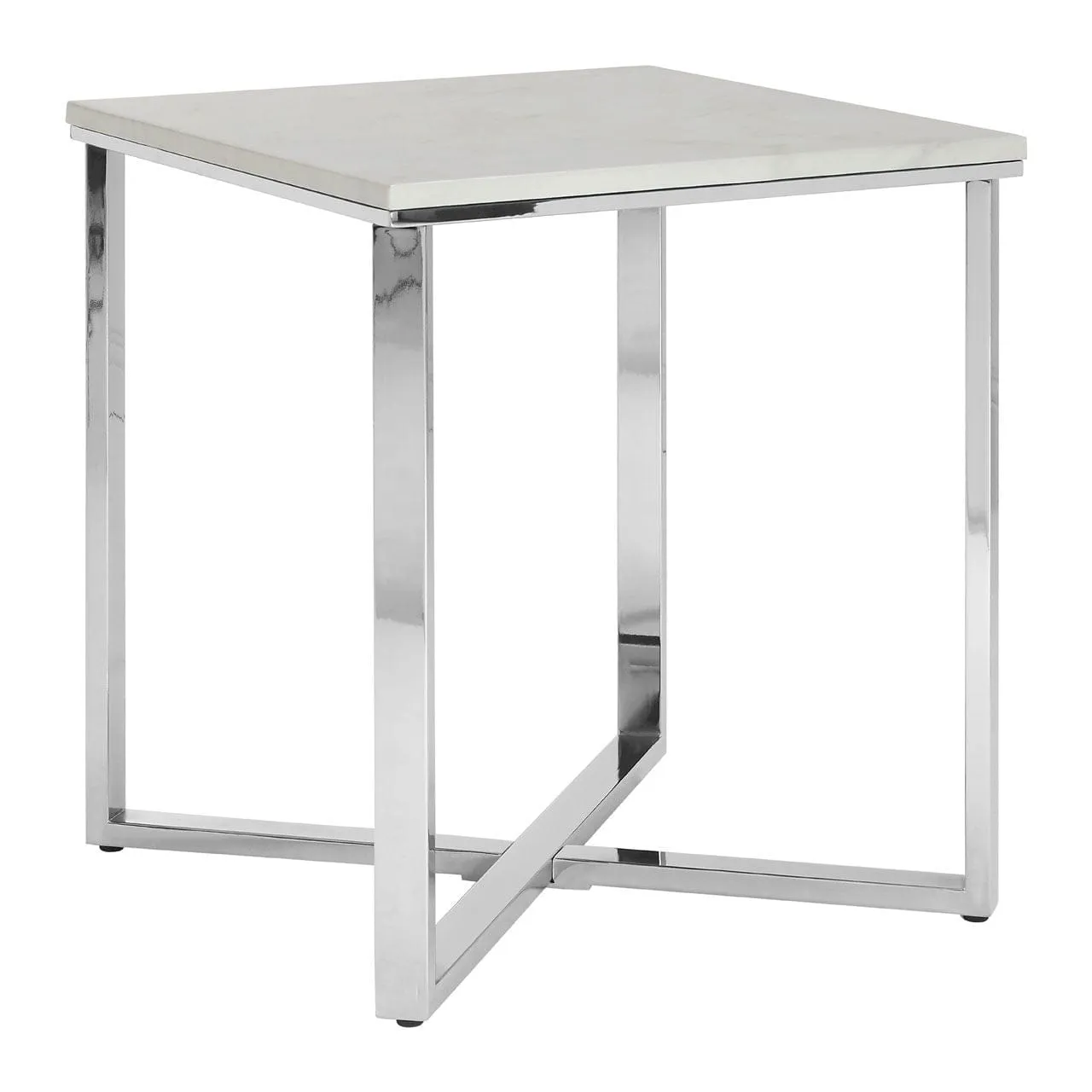 Allez White Faux Marble Square End Table