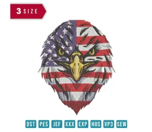 American USA Eagle Head - Embroidery Design