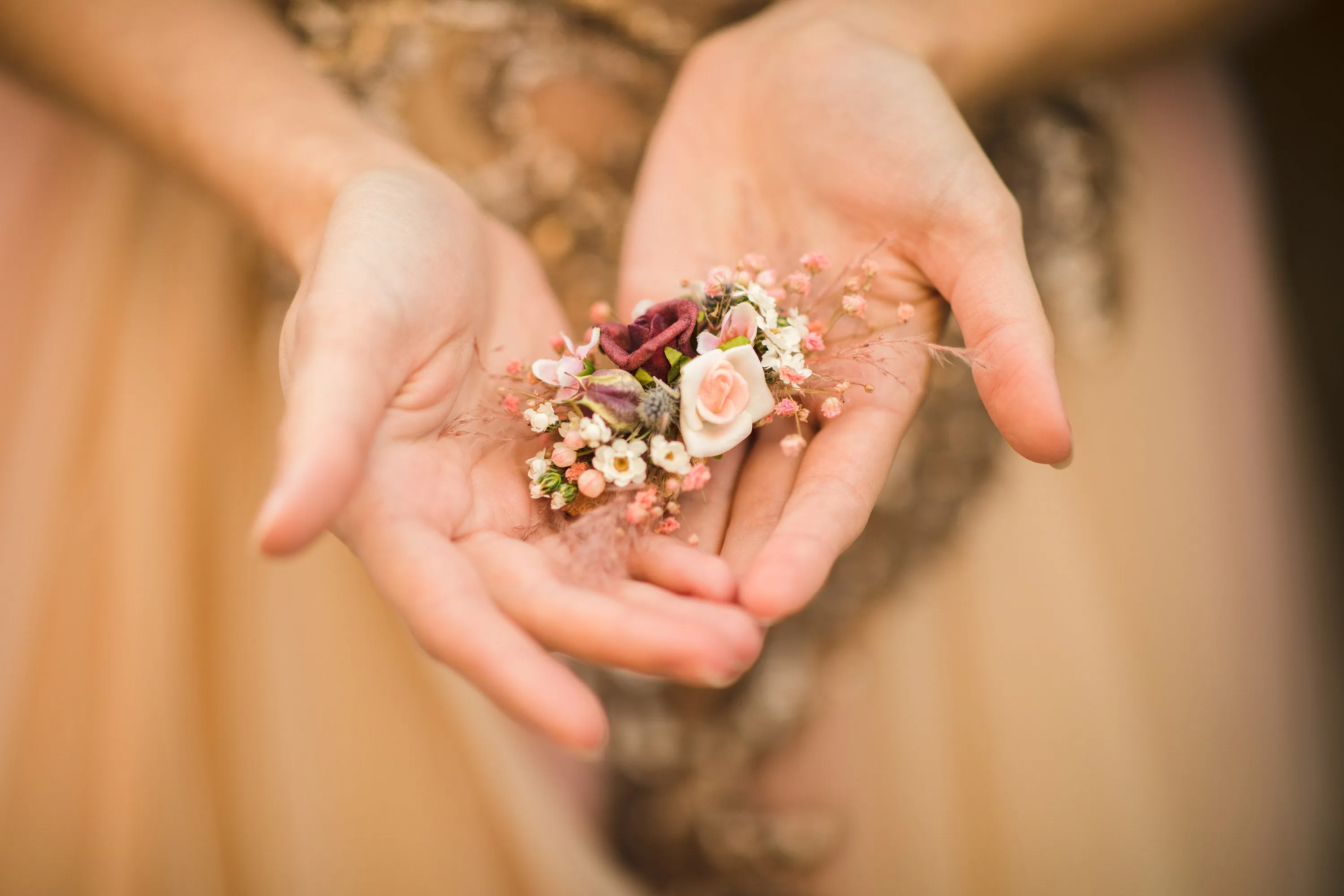 Autumn romantic flower hair clip Wedding hair clip Baby's breath bridal clip Hair accessories for bride Autumn wedding hair piece Magaela