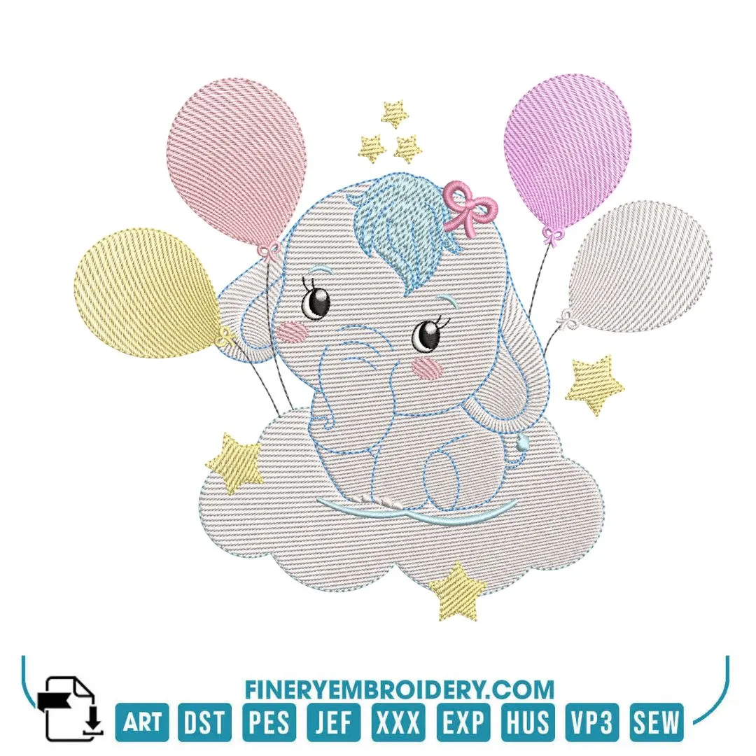 Balloon Animal Embroidery Design Pack – 3 Designs - Multiple Sizes | FineryEmbroidery