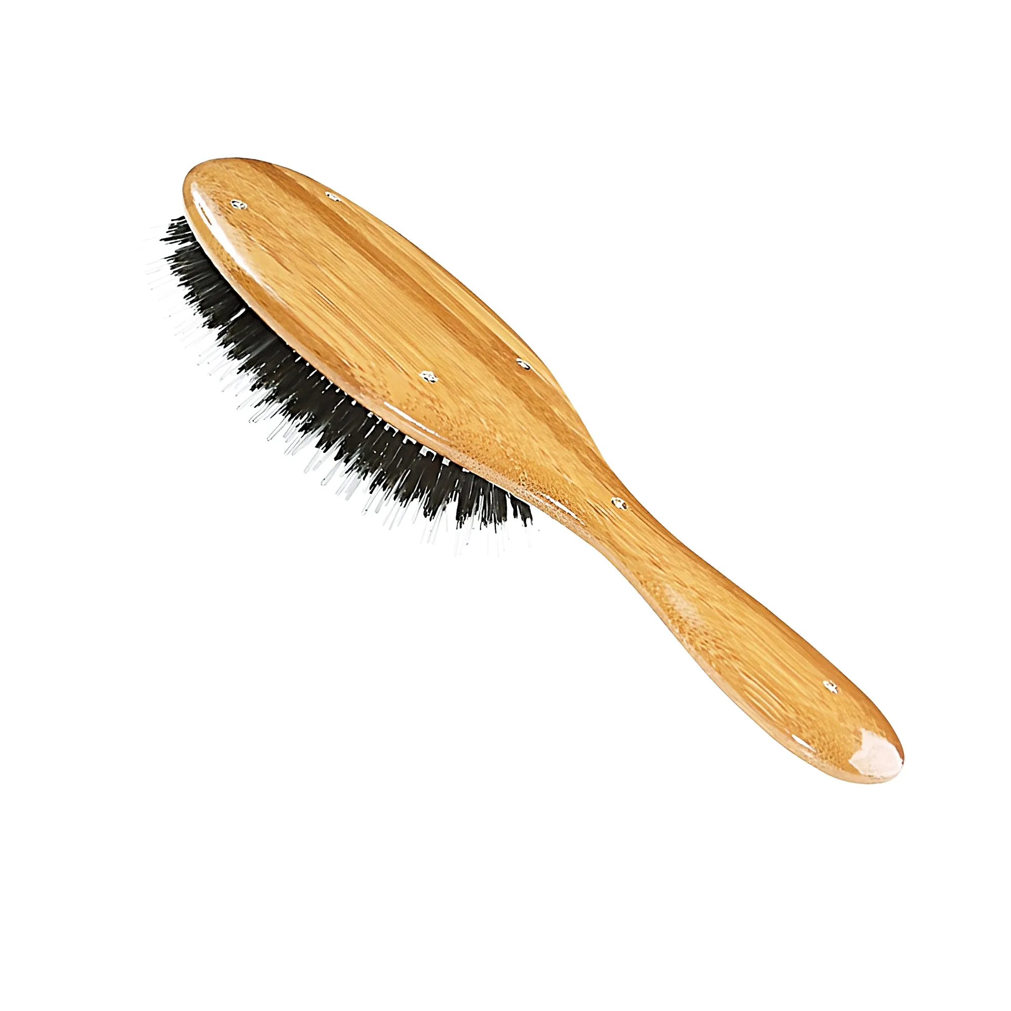 Bass Brushes Bass 53 Dark Bamboo | Medium Oval Hairbrush with Natural Bristle   Nylon Pin