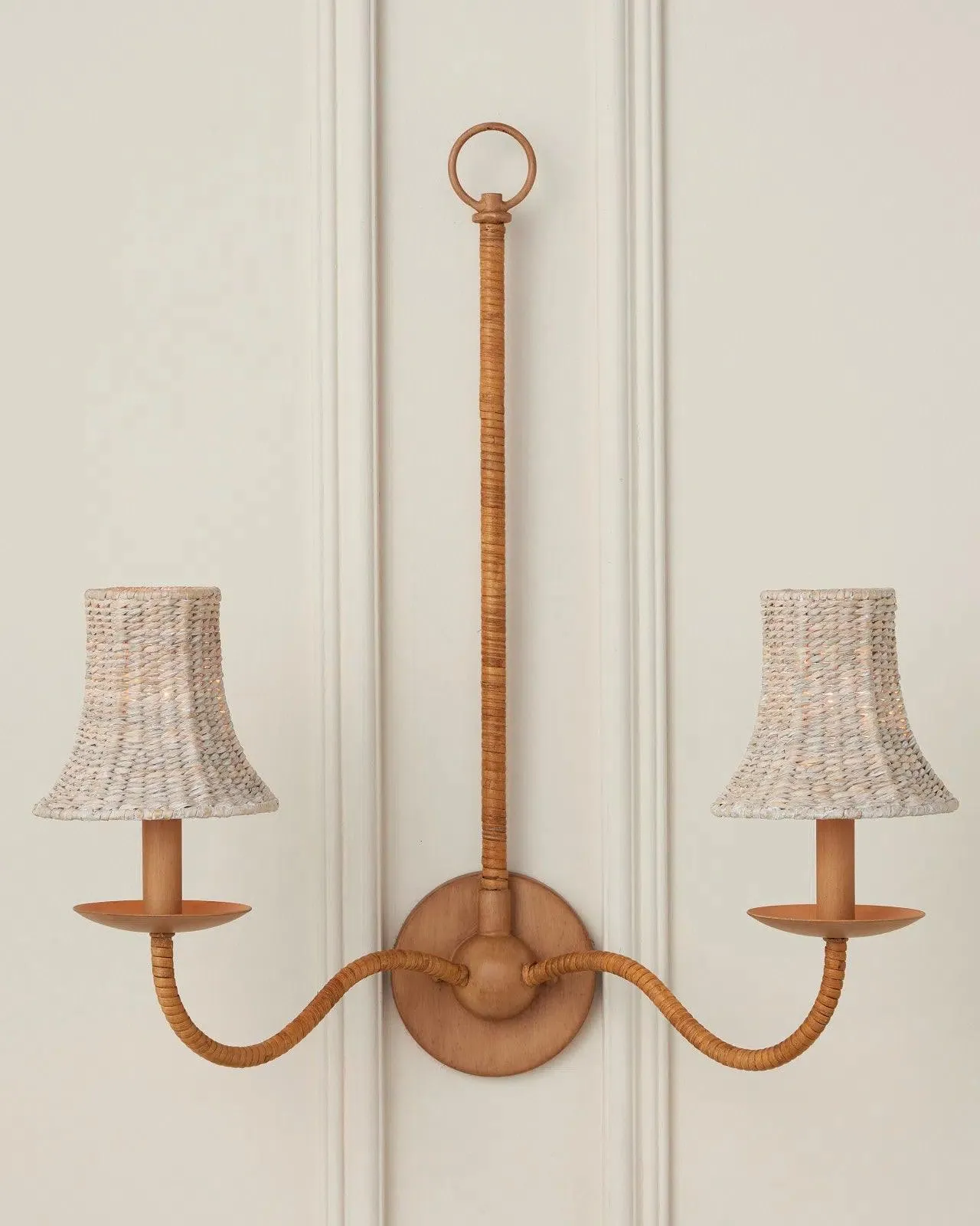 Bell Whitewashed Seagrass Chandelier Shade