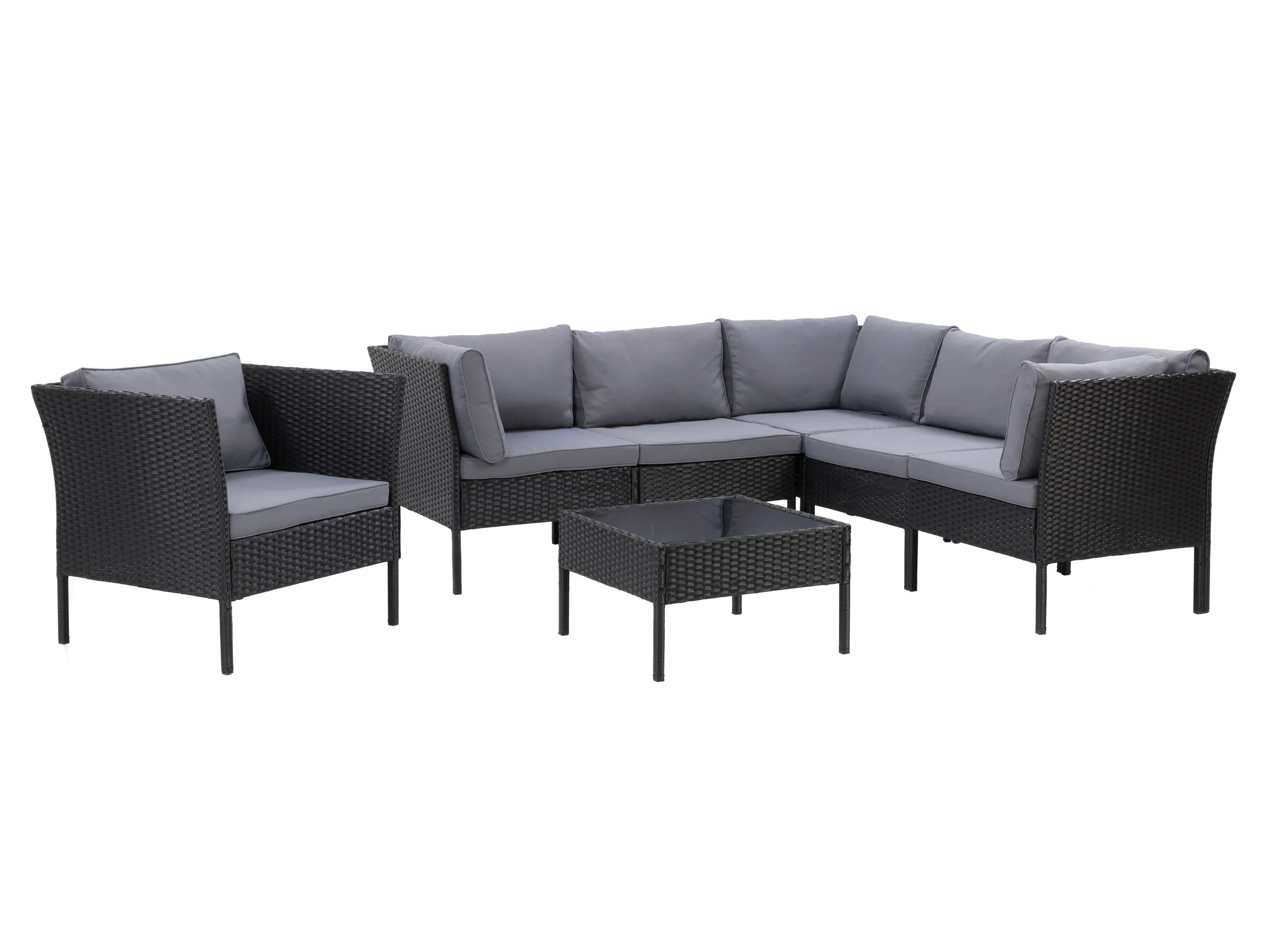 Black and Grey 7pc L Shaped Outdoor Sectional