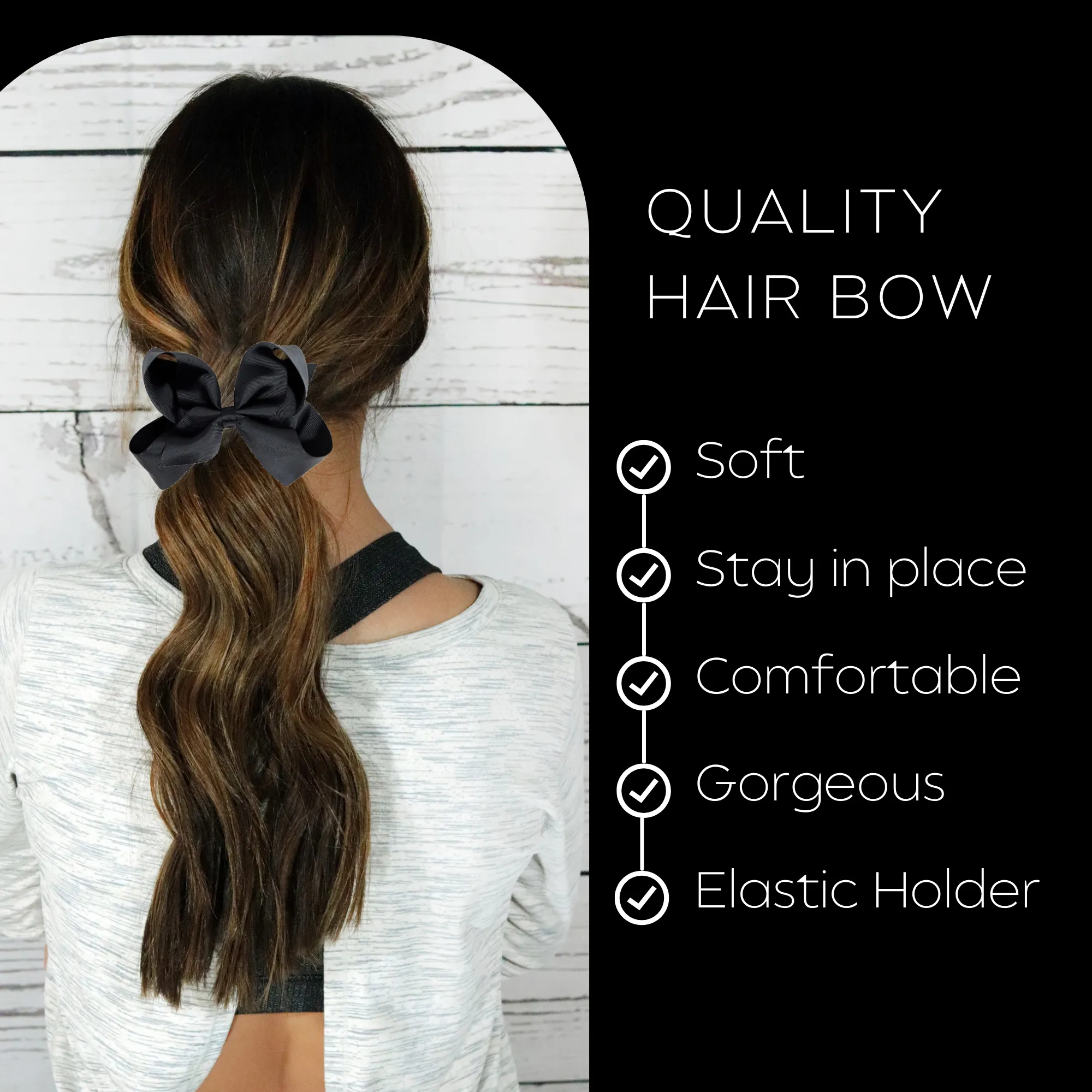 Black Classic Hair Bows - 10 Pack