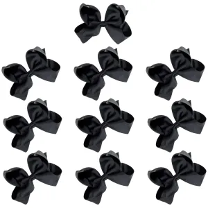 Black Classic Hair Bows - 10 Pack