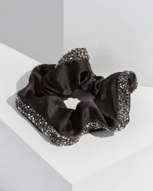 Black Crushed Crystal Look Scrunchie