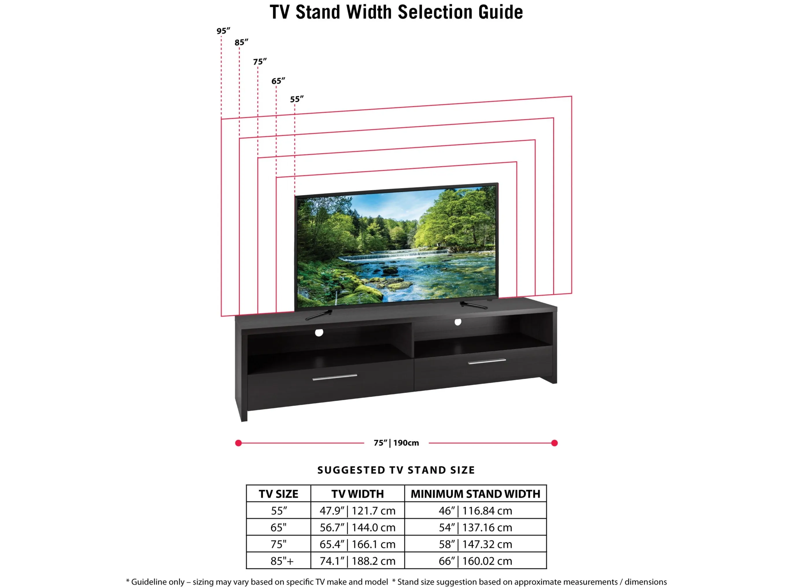 Black TV Stand, TVs up to 95"