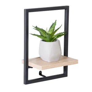 Black/Natural Small Vertical Floating Wall Shelf