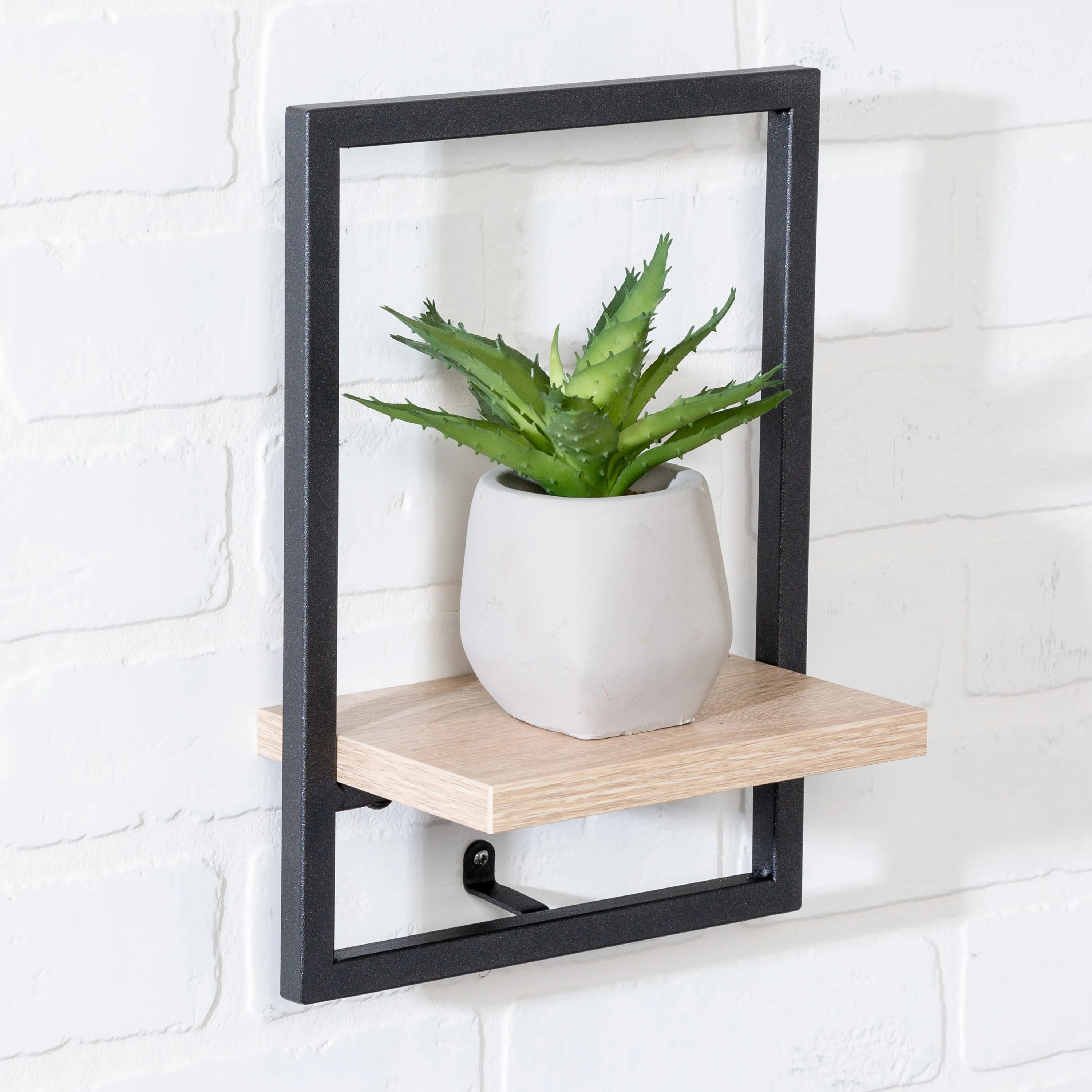 Black/Natural Small Vertical Floating Wall Shelf