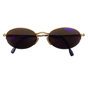 Boucheron Blue Vintage 1990s Retro Round Lens Gold Plated Sunglasses