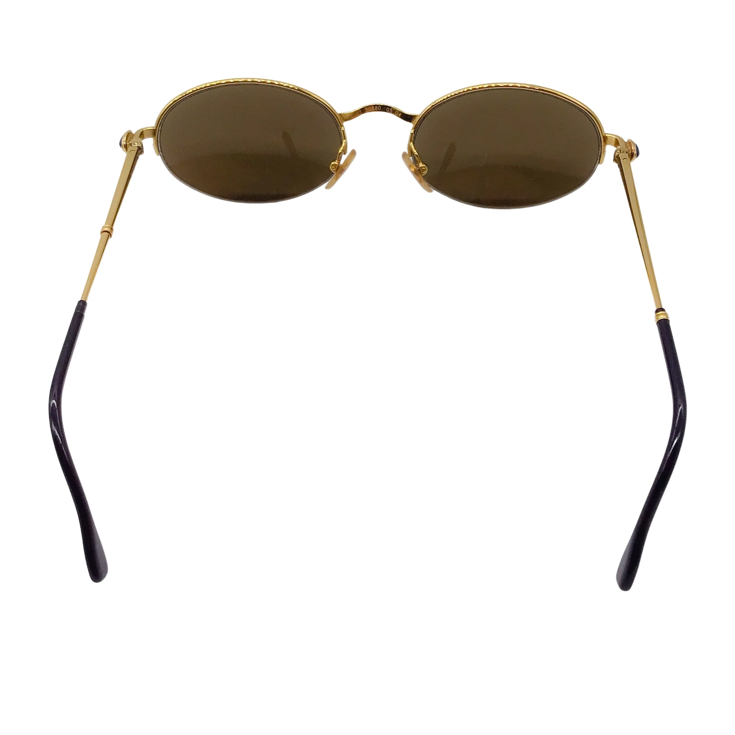 Boucheron Blue Vintage 1990s Retro Round Lens Gold Plated Sunglasses