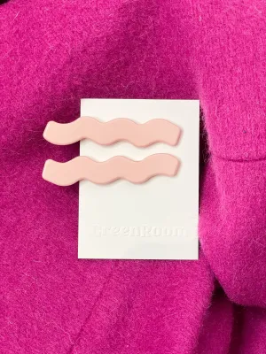 Bubblegum Pink Cellulose Acetate Squiggle Alligator Hair Clips - 2 Pack