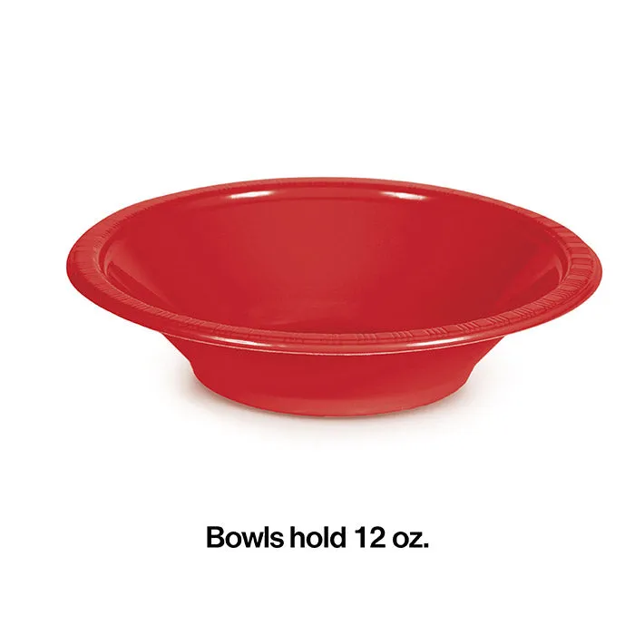 Bulk Classic Red 12 oz Plastic Bowls (240 per Case)