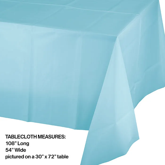 Bulk Pastel Blue Plastic Table Covers 54 inch x 108 inch (12 per Case)