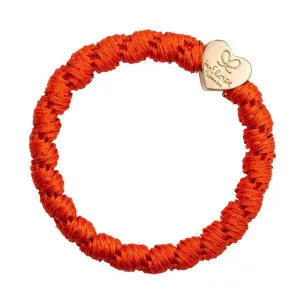 By Eloise Bangle Band Gold Heart Woven Red Orange