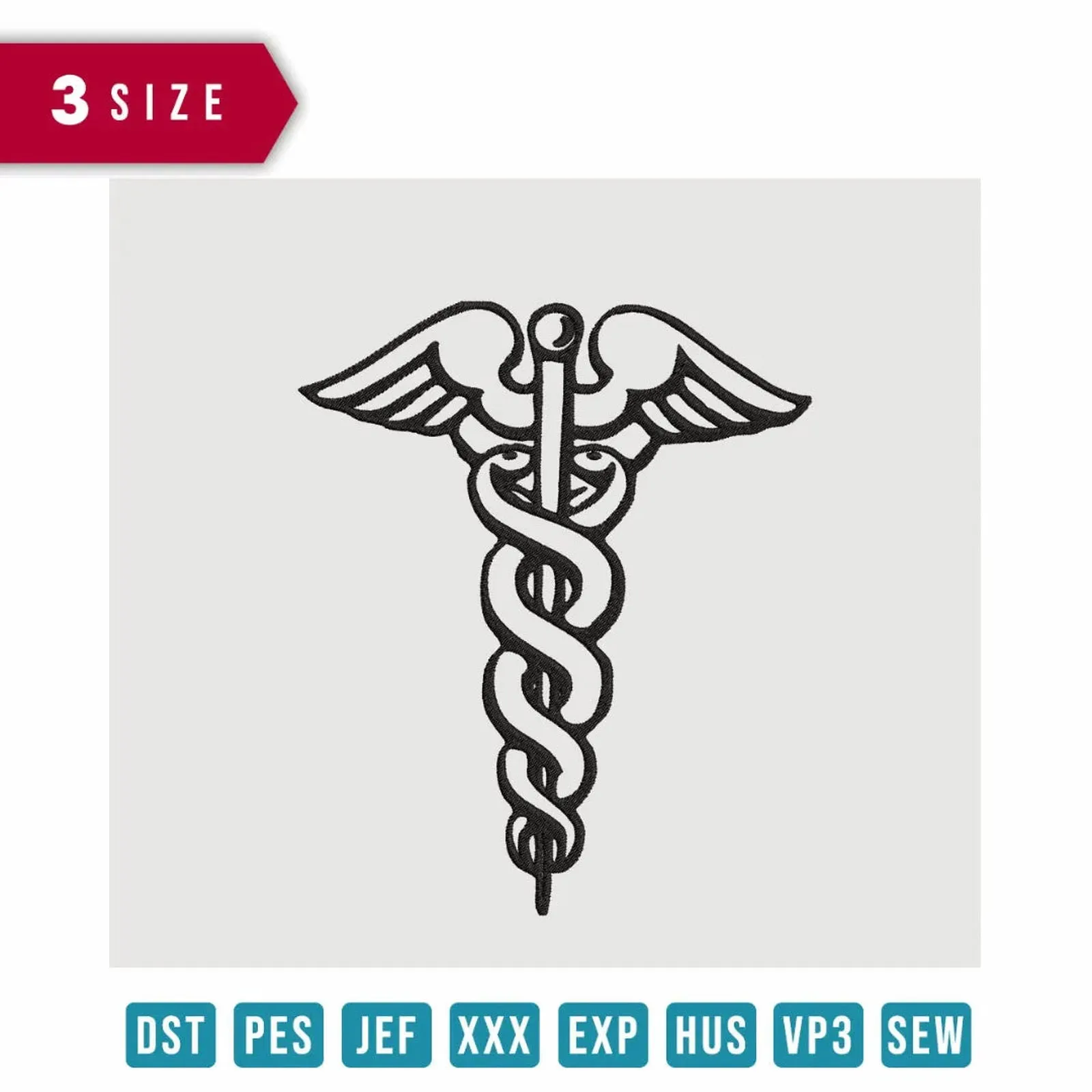 Caduceus - Nurses- Embroidery Design