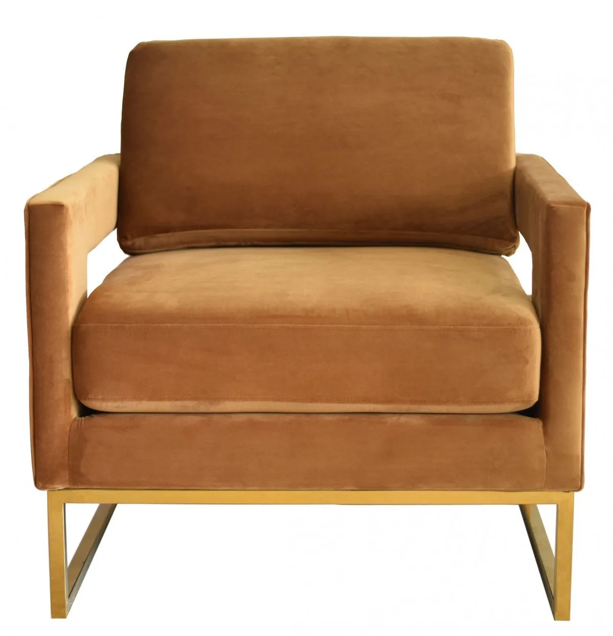 Camel Velvet And Gold Chair