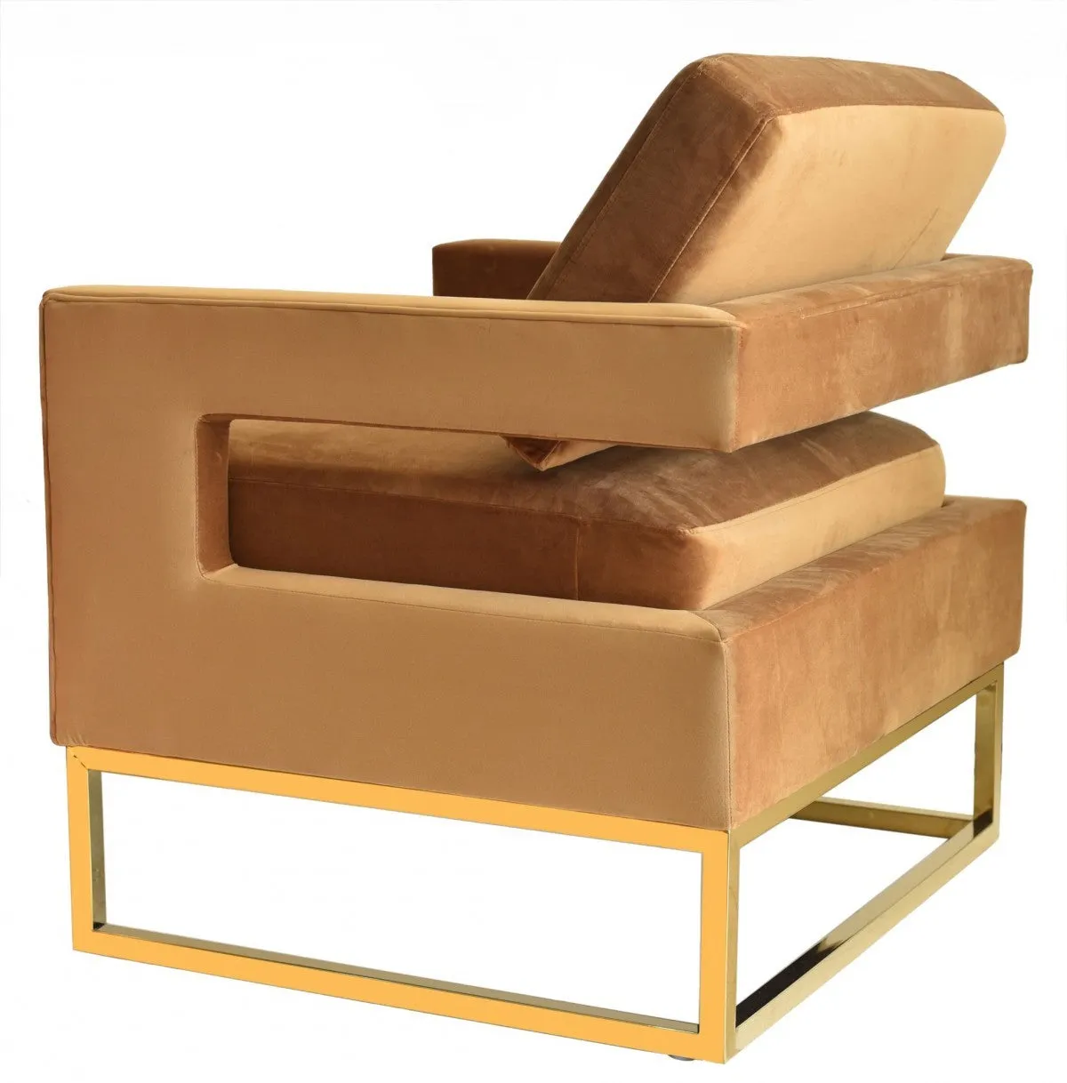 Camel Velvet And Gold Chair