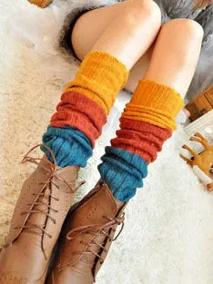 Casual Contrast Color Leg Warmers Accessories