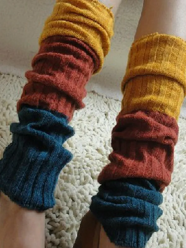 Casual Contrast Color Leg Warmers Accessories